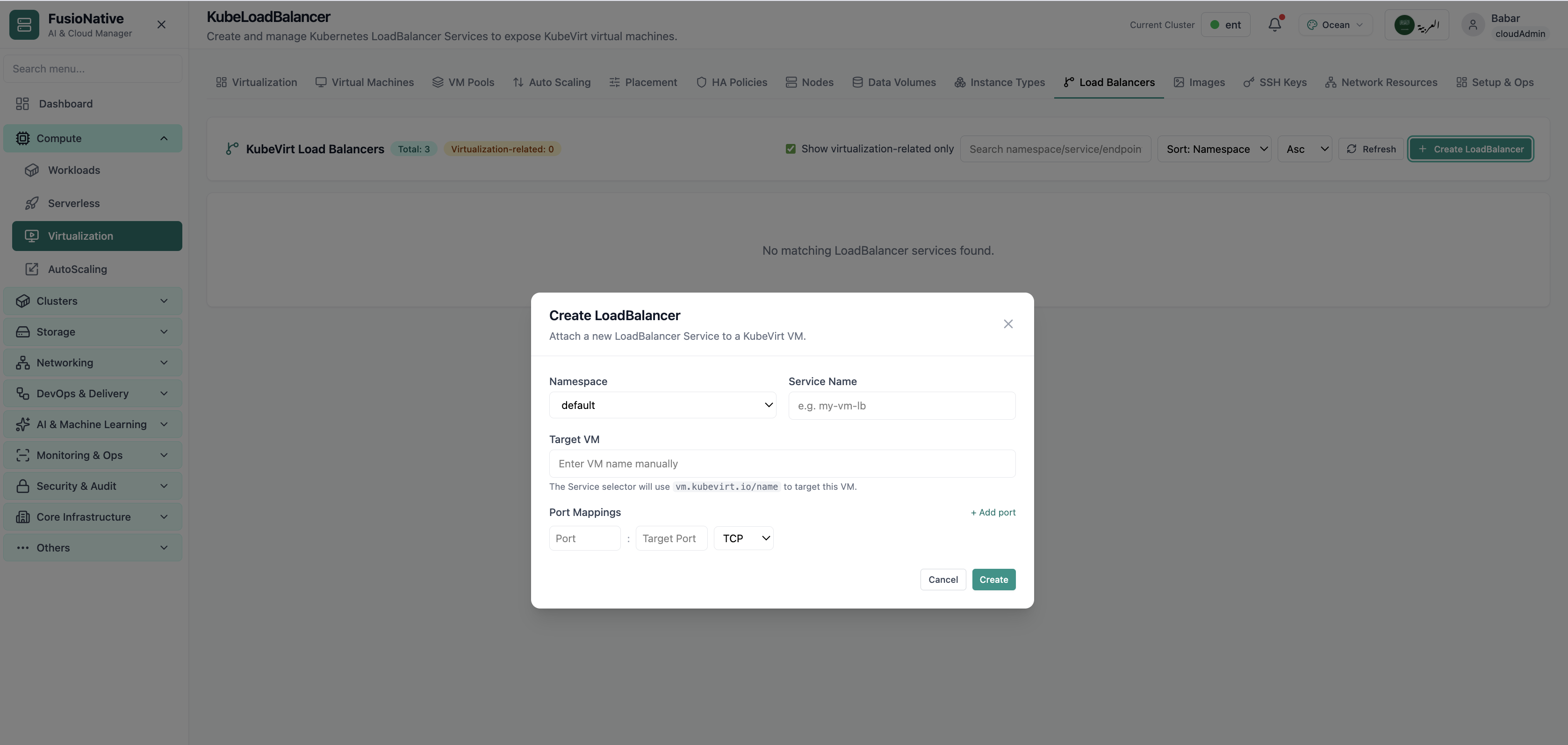 KubeLoadBalancer configuration.